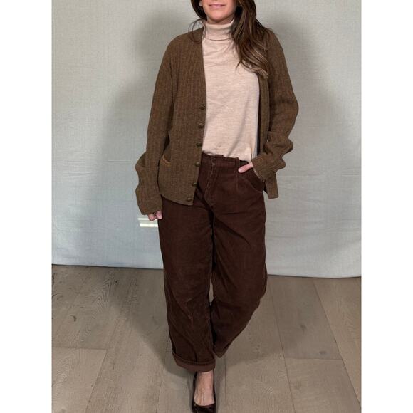 Vintage Brown Ribbed Knit Cardigan - Picture 8 of 9